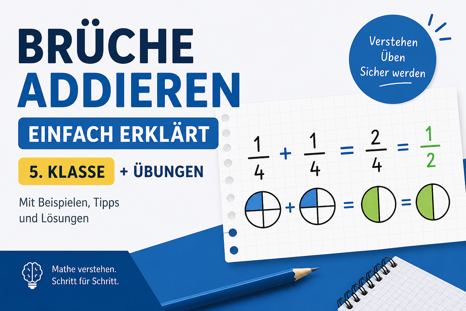 Brüche addieren einfach erklärt (5. Klasse + Übungen)